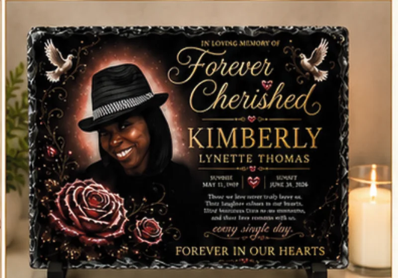 Kimberly's Forever Cherished memorial slate keepsake
