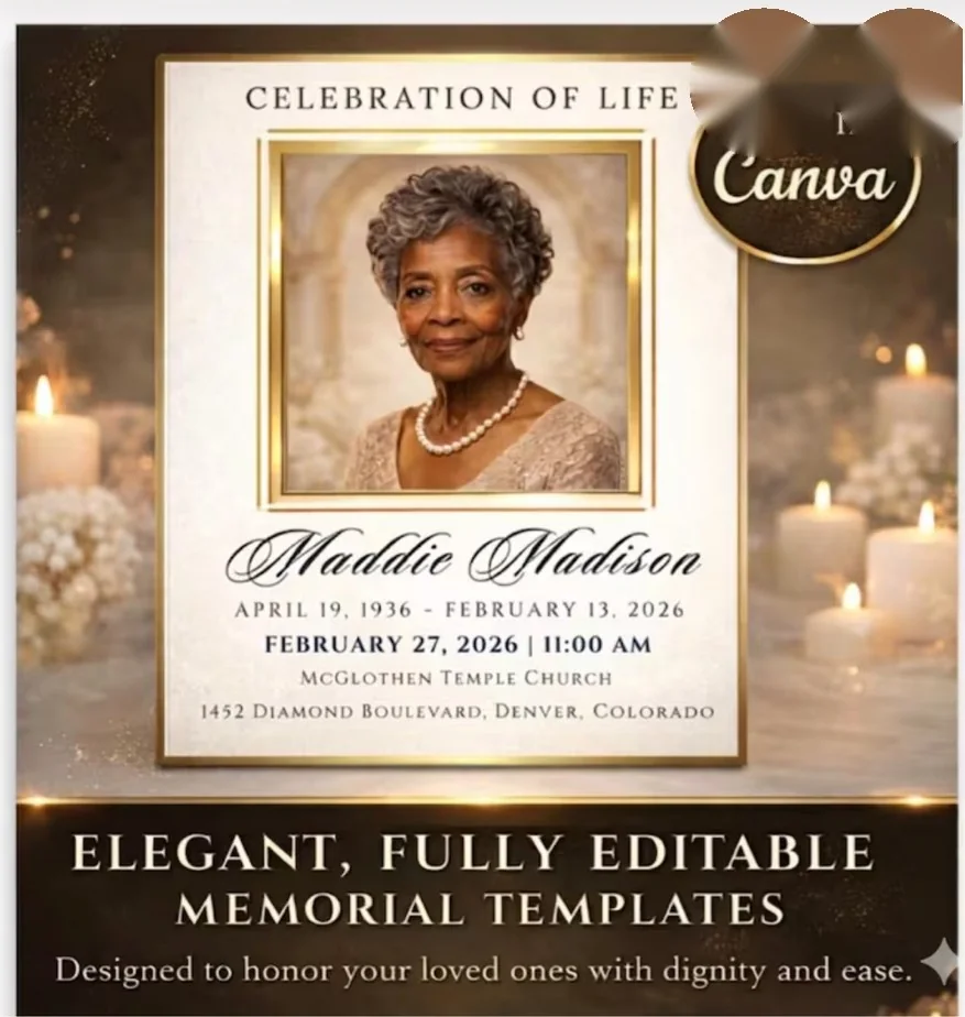 Memorial service announcement template